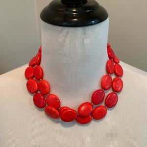 Red Turquoise Statement Necklace